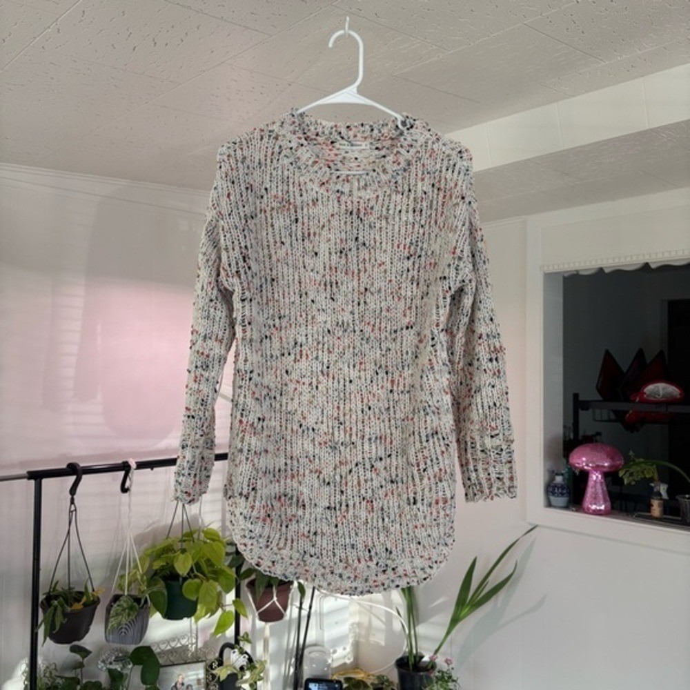 Moon & Madison Knit Tunic Sweater Confetti Speckled Long Sleeve Small